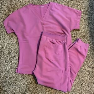 Mandala Dahlia scrub top and scrub joggers- size large